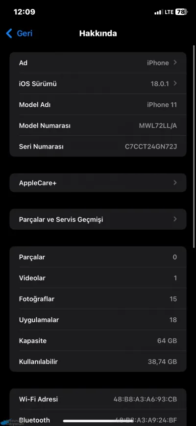 İphone 11 Kayıtsız 64 Sorunsuz