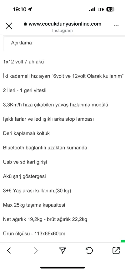Baby Hope Akülü Araba. 9 Aylik Az Kullanılmıştır.
